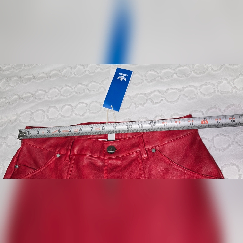 Adidas Adilenium Season Vintage Faux Leather Pants Better Scarlet - Picture 8 of 8